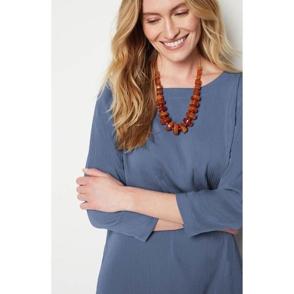 NWT Womens Plus Size 1X J. Jill Easy Care Boat Neck Tunic Top in Moonlit Blue - Picture 3 of 7